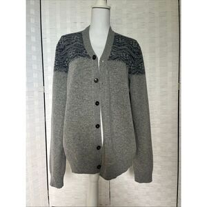 Faconnable Mens Large Gray 100% Soft Merino Wool Button Up Cardigan EUC